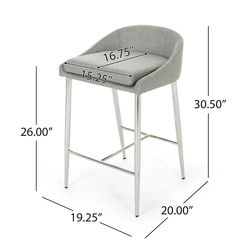 Bandini Modern Upholstered Counter Stools with Chrome Legs (Set of 2) by Christopher Knight Home
