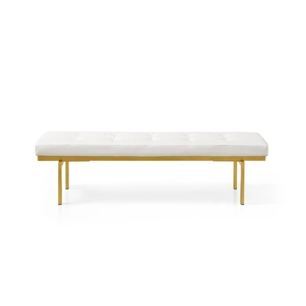 Lawncrest Goldtone Faux Leather/Metal Upholstered Bench