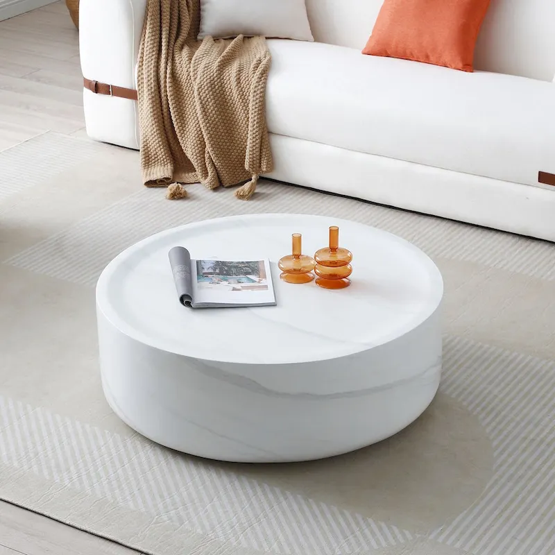 31.49 Round Faux MARS Pattern Coffee Tables No Need Assembly