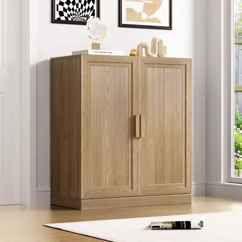 36x31x16 Wood Accent Cabinet with Adjustable Shelf Storage Cabinet Natural