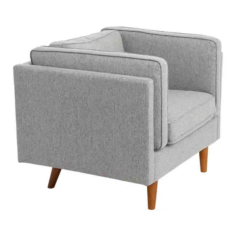 Modern Upholstered High Sided Arm Chair with Solid Wood Legs
