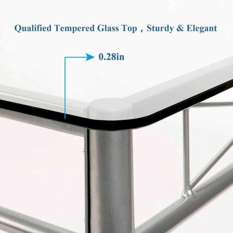 5-pieces Modern Dining Sets,Tempered Glass Table Top and 4 PU Chairs