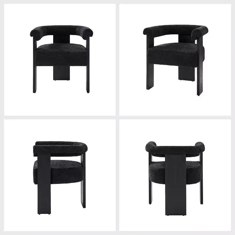 Gerry Boucle Dining Chair Set of 6 With Round Solid Back|ART OF LIVING DESIGNS