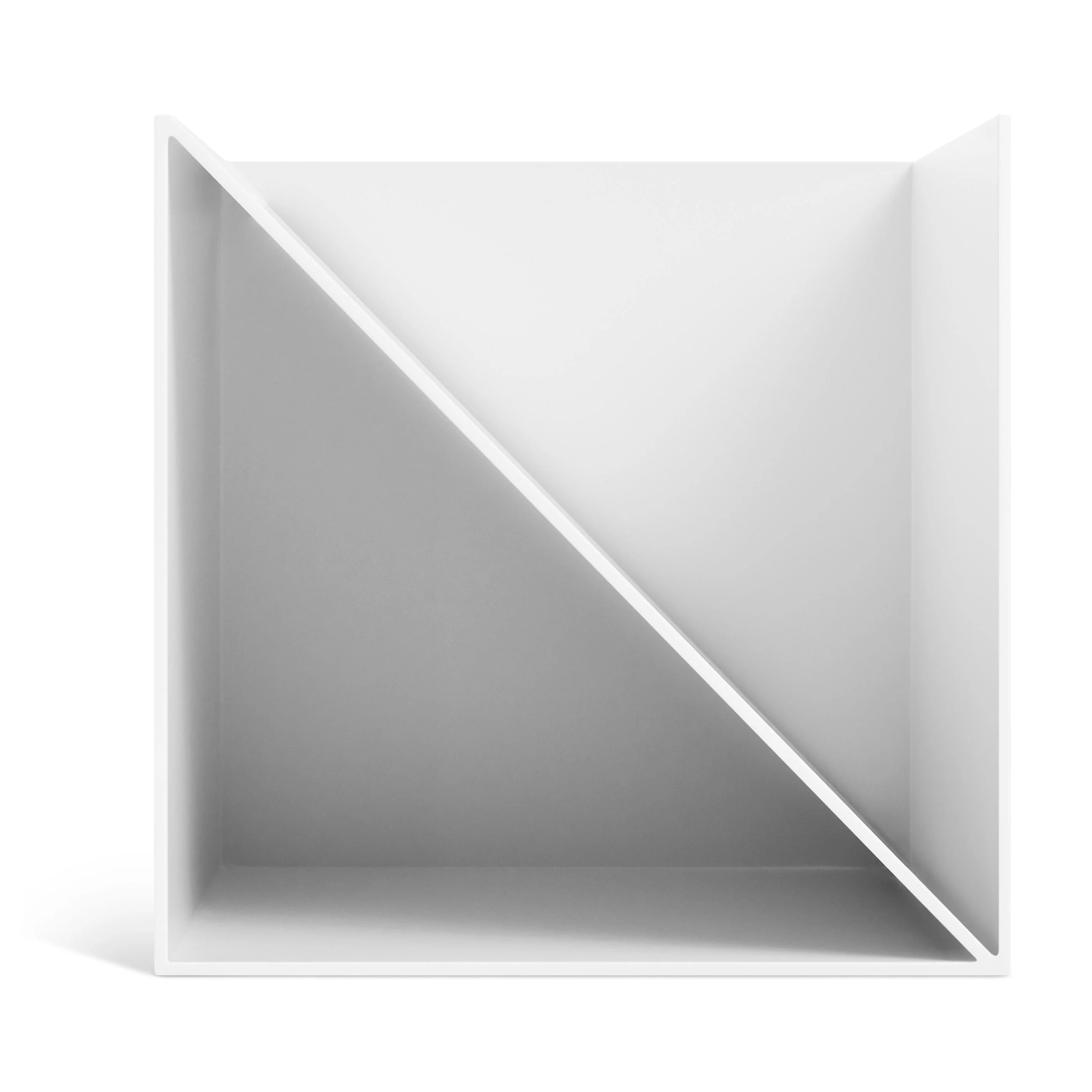 Modern White Aluminum Magazine Rack with Angled Shelf for Office