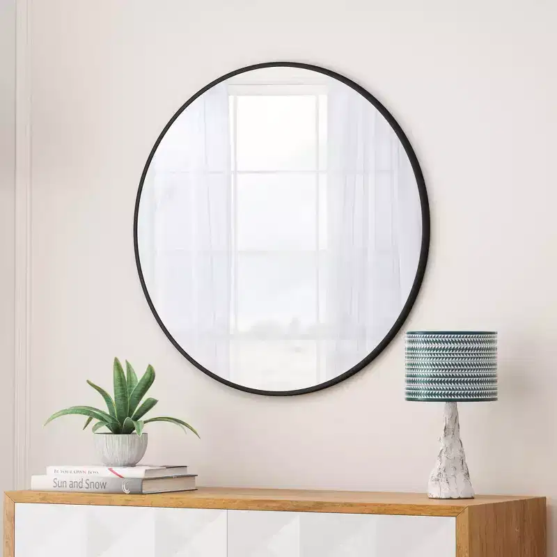 48 Oversized Round Wall Mirror, Large Modern Metal Circle Statement Mirror for Living Room, Fireplace - Panipeachy
