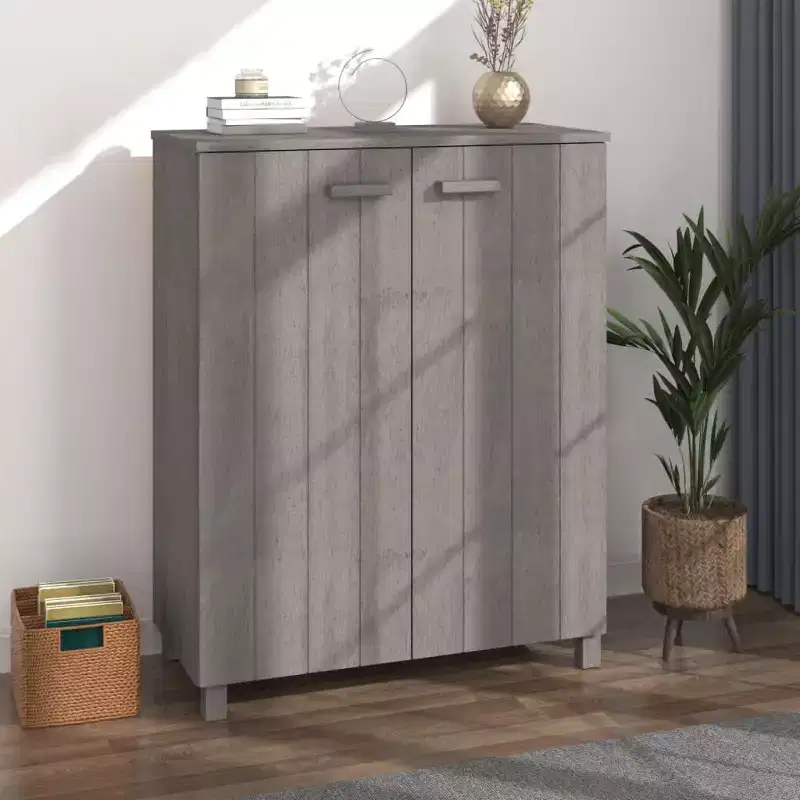 33.5x15.7x42.5 Pine Wood Shoe Cabinet-Light Gray