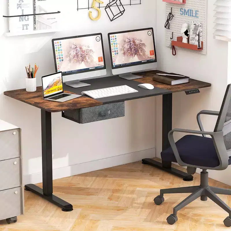 Costway Electric Standing Desk 55'' x 28'' Height Adjustable Sit Stand with USB Charging Port Natural/Black/Grey/Brown/White