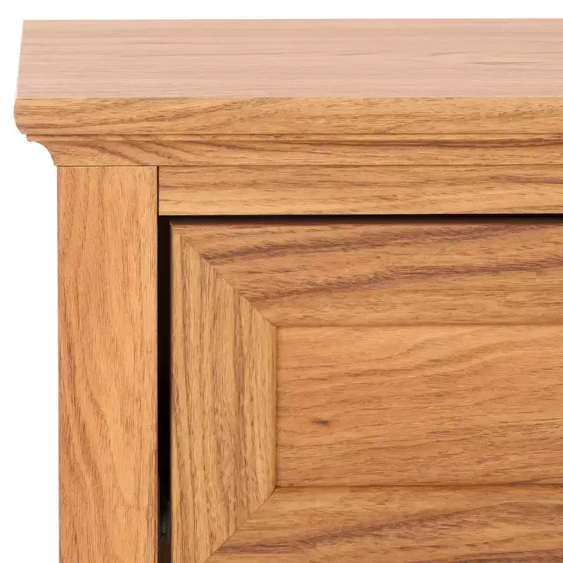 1-Drawer 1-Shelf Nightstand with Gold Pulls, Walnut Finish Bedside Table