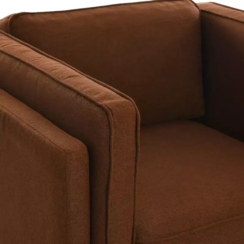Modern Upholstered High Sided Arm Chair with Solid Wood Legs