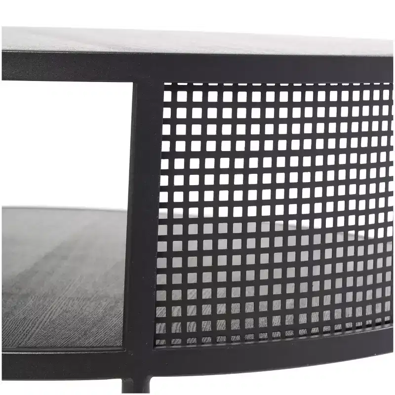 Olivia & May Metal Open Grid Frame 1 Shelf Coffee Table with Gold Legs Black: Modern Drum Style, No Assembly Required