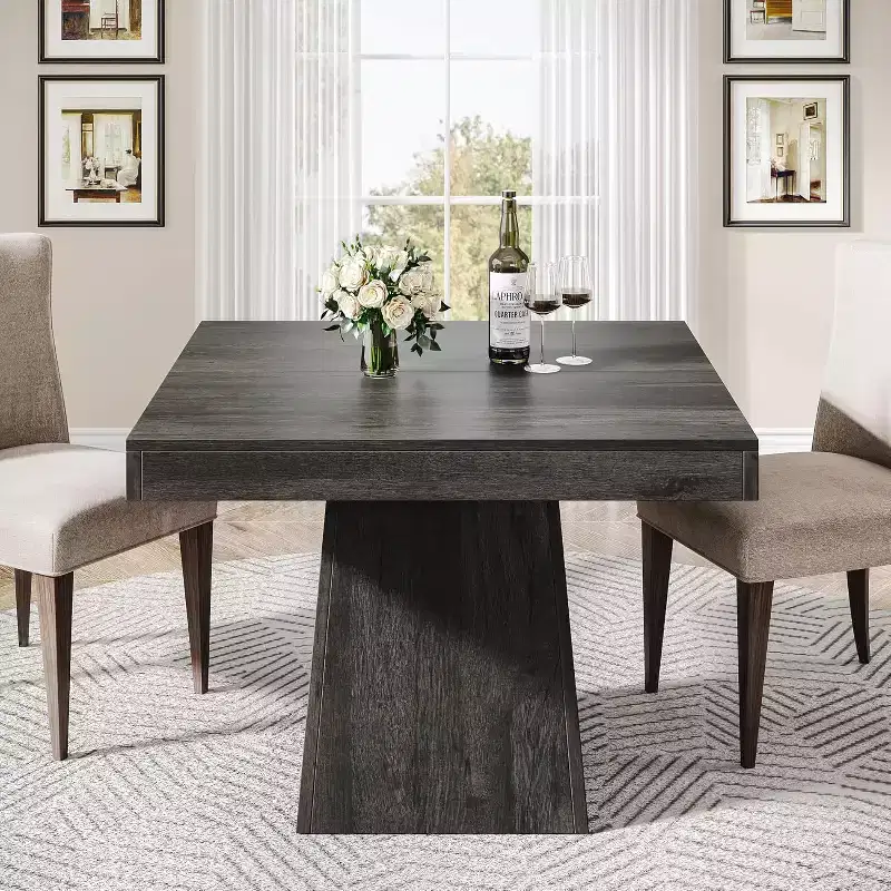 Lantine Square Dining Table for 4, 31.5 Kitchen Table with Sturdy Pedestal Base, Farmhouse Dinner Table for Dining Room,Kitchen