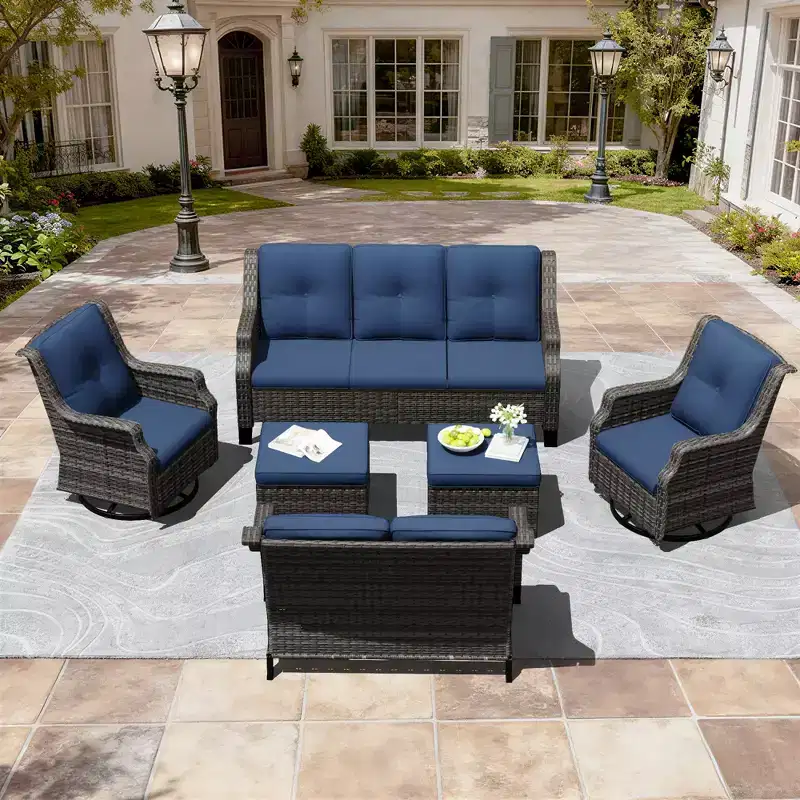 UPTIOT 6-Piece Outdoor Modular Set with Olefin Fabric & 350lbs Capacity
