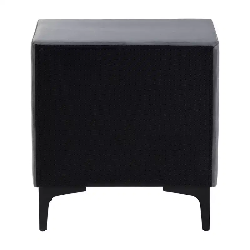 Baxton Studio Etienne Velvet 2 Drawer Nightstand Slate Gray/Black