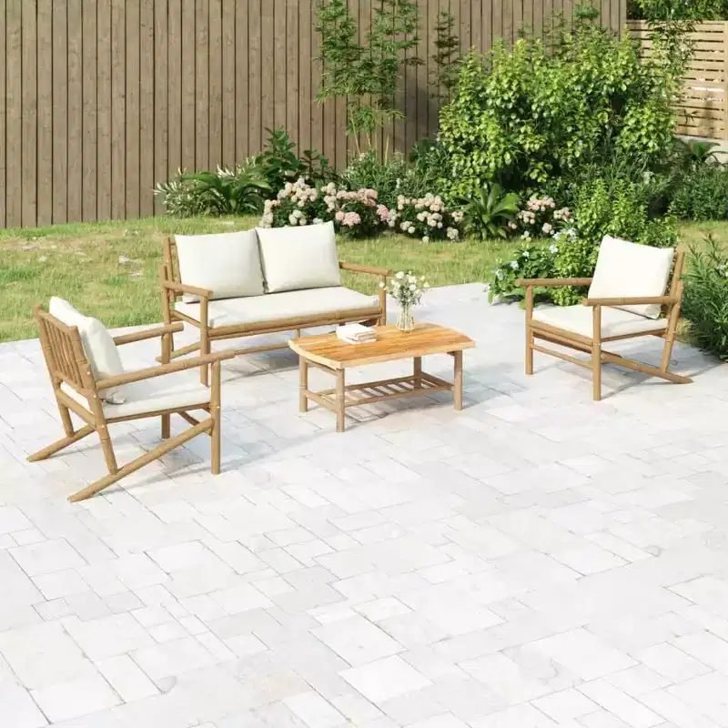 vidaXL 5 Piece Patio Lounge Set with Cushions Bamboo