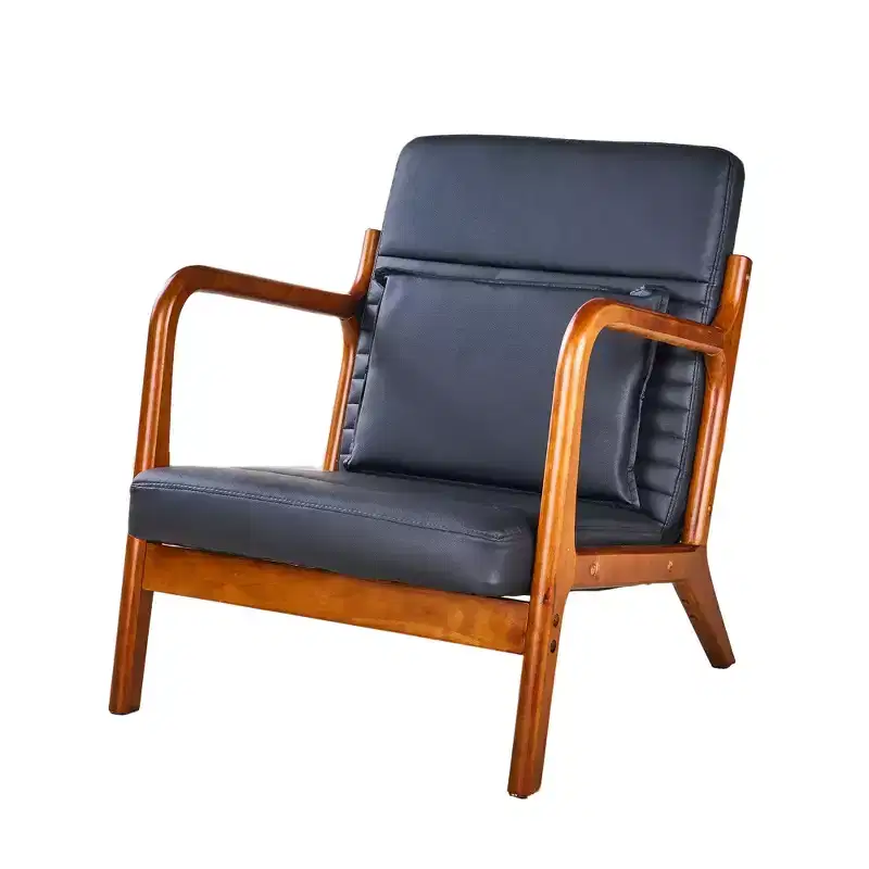 Mid-Century Modern Accent Chair with Pillow, Solid Wood Frame