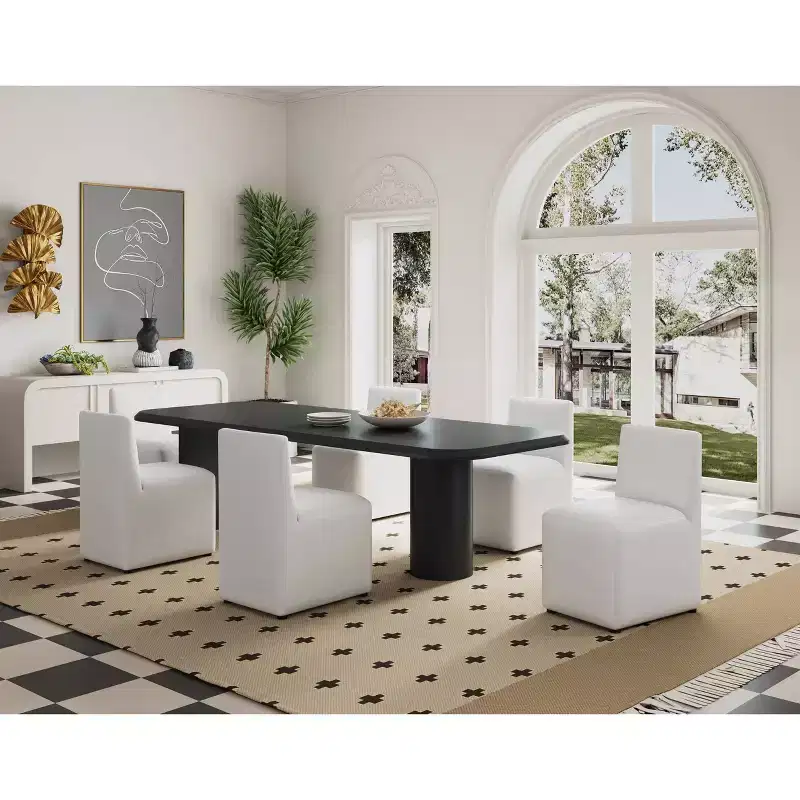 Set of 2 Anna Modern Square Faux Leather Dining Chairs