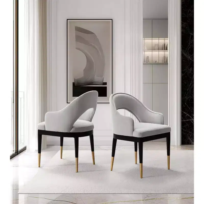 Manhattan Comfort Set of 2 Carrington Modern Velvet Upholstered Dining Armchairs