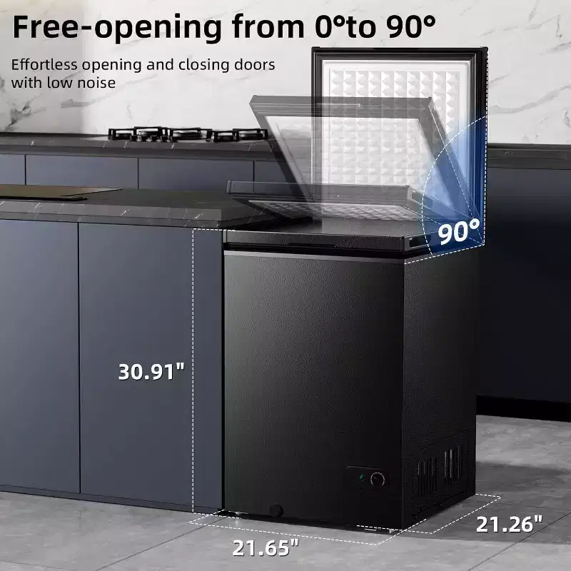 ZAFRO 3.5 Cu.Ft Chest Freezer with Removable Basket and Bottom Defrost Water Drain Freestanding Top Open Door, Deep Freezer , Black