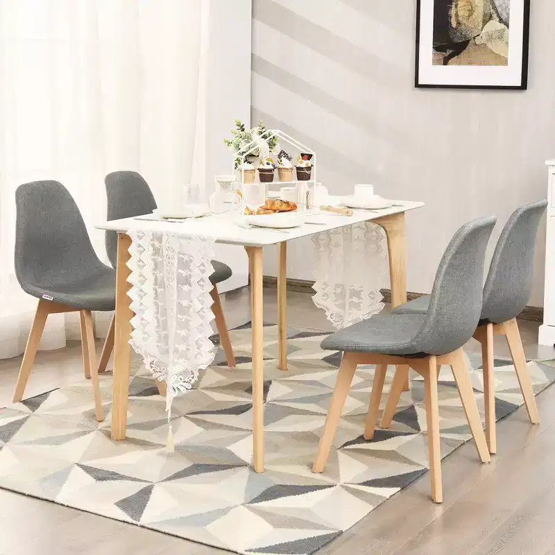 Costway Set of 4 Modern Dining Accent Side Chairs Wood Legs Home Furniture Gray