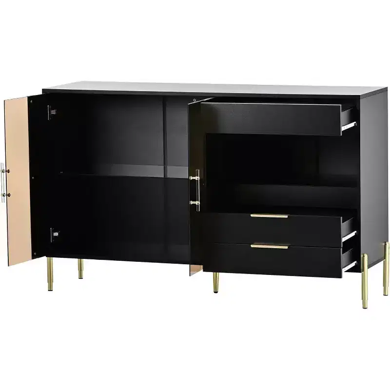 Modern Storage Cabinet with Acrylic Doors, Adjustable Shelves for Kitchen, Dining Room, Living Room, Corridor, Home Office, Spacious Organizer