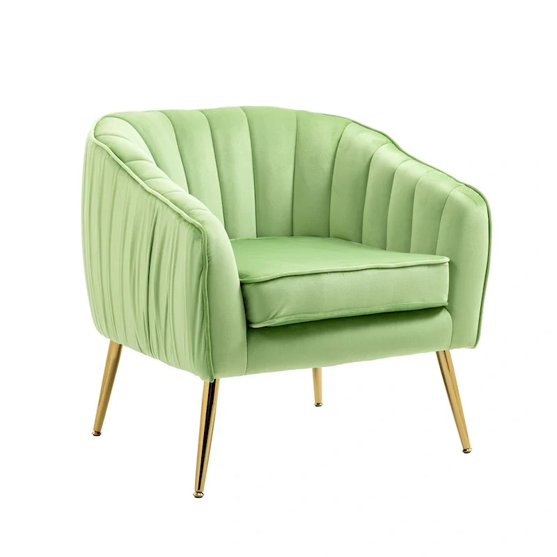 Velvet Tufted Accent Chair with Ottoman - 28.94 x 28.94 x 28.94