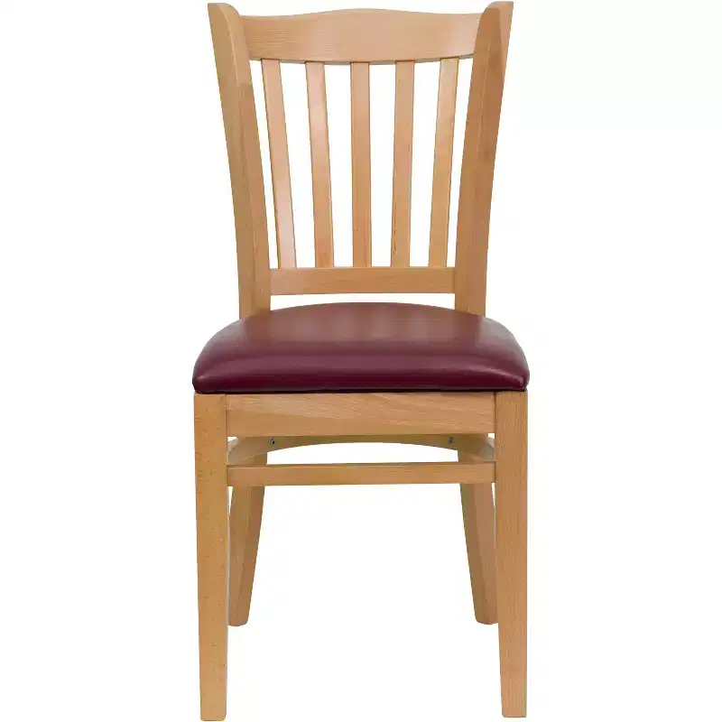 Vertical Slat Back Wooden Restaurant Chair