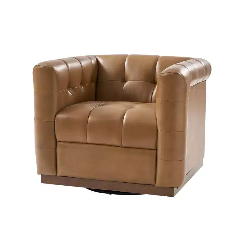 Frankie Modern Genuine Leather Swivel Club Chair| HULALA HOME