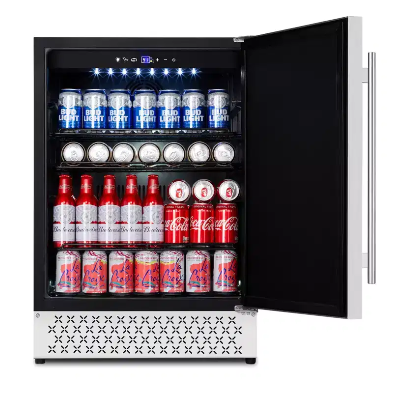 Hooure Under Counter Beverage Cooler - 189 Can Storage, Temperature Memory, Stainless Steel