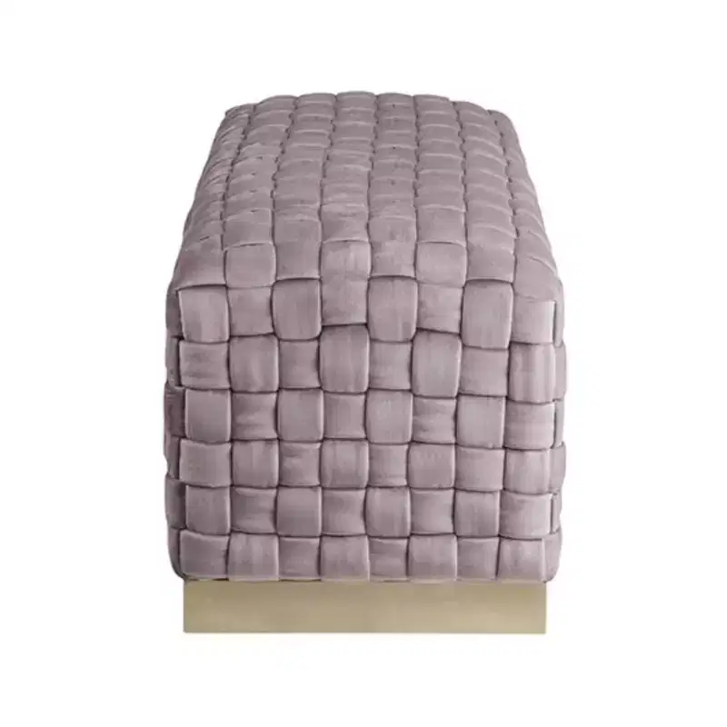 Nicole Miller Satine Velvet Hand Woven Bench with Base