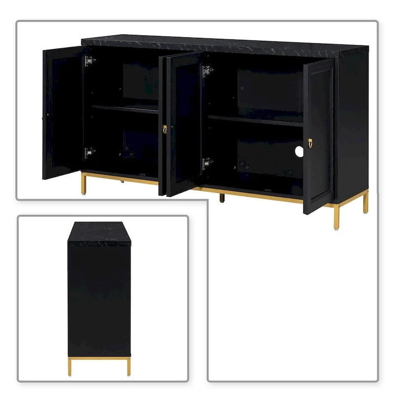 Wooden Sideboard with Faux Marble Top