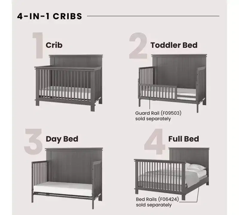 Child Craft Denman Crib, Dresser and Chest Nursery Set, 3-Piece, Includes 4-in-1 Convertible Crib, Dresser and Chest