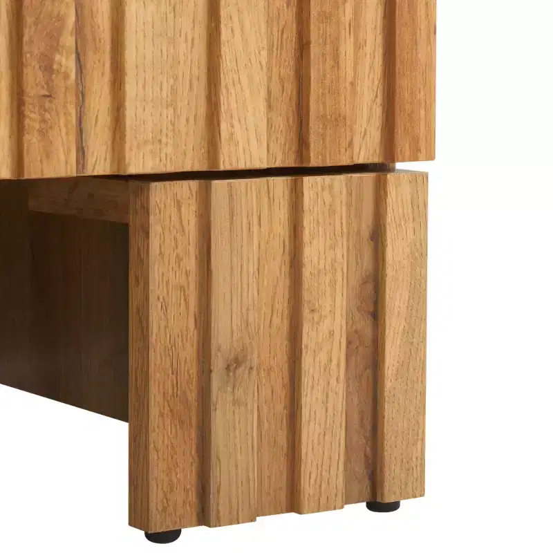 2-Drawer Nightstand in Oak Finish with Metal Glides