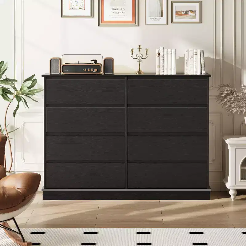 8-Drawer Double Dresser - Wide-Top Wooden Chest with Deep Drawers for Bedroom, Kids Room, Living Room