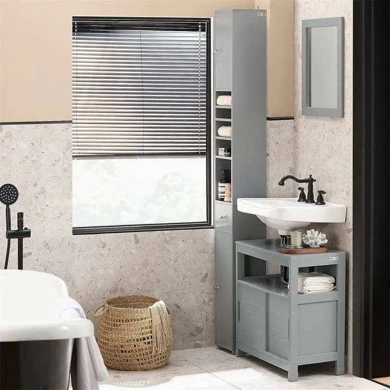 Black Bathroom Tall Cabinet - 7.87D x 7.87W x 70.87H