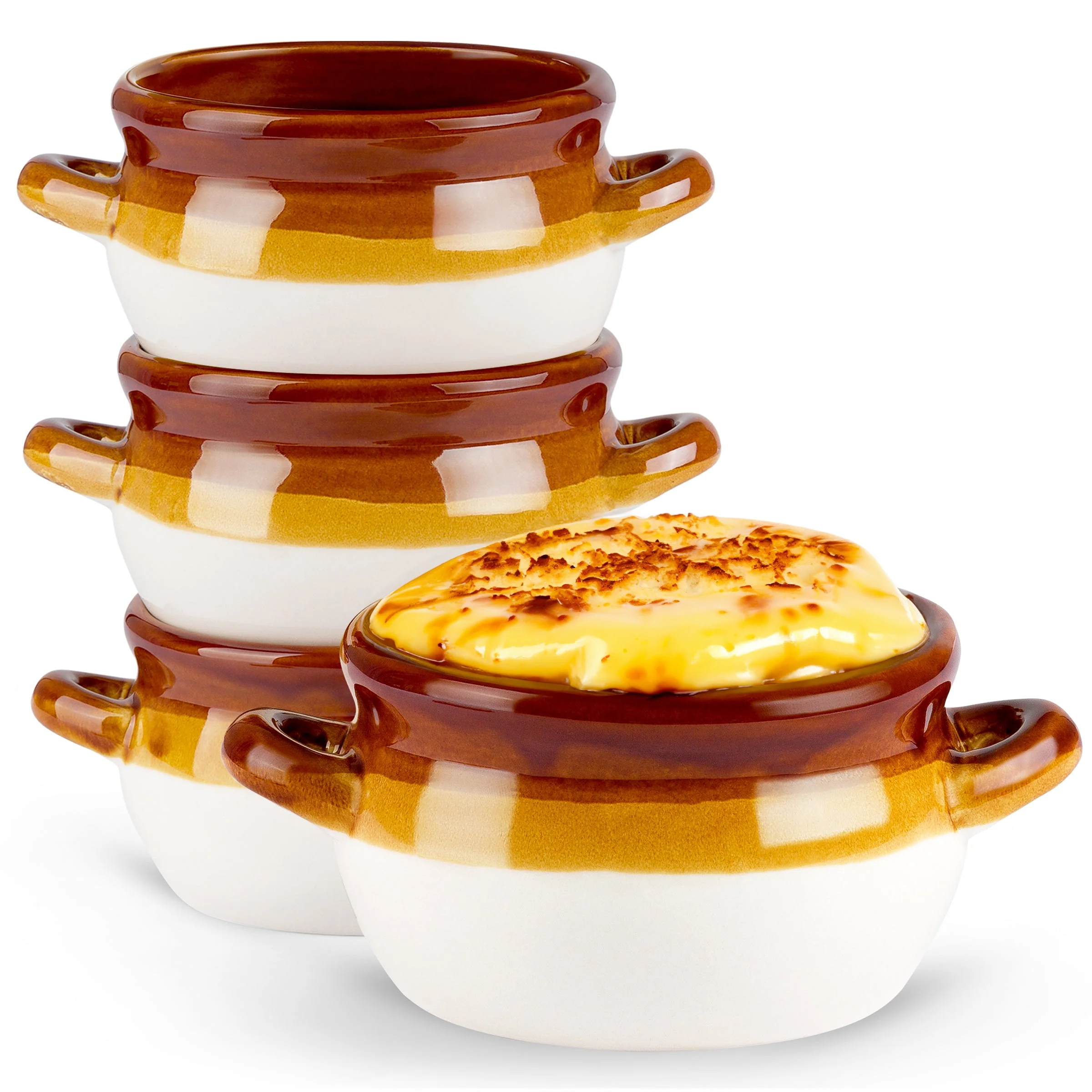 French Onion Soup Crocks, 18 oz, Set of 4, Hand-Painted