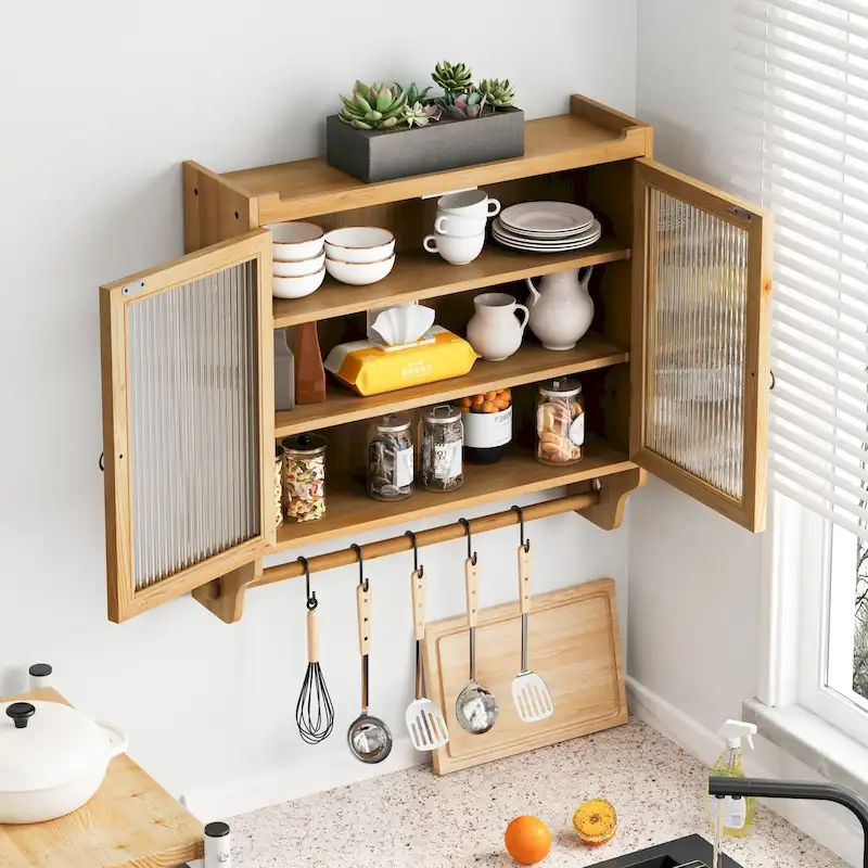 24.8Glass Door Vintage Double Door Wall Cabinet