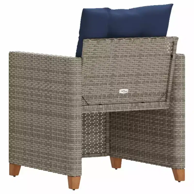 vidaXL Garden Chair Grey PE rattan, powder-coated steel, solid acacia wood
