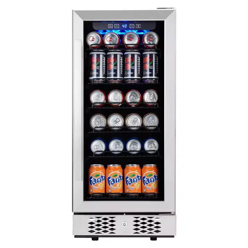 Beverage Refrigerator and Cooler, 96 Cans Built-in or Freestanding Beverage Cooler with Glass Door