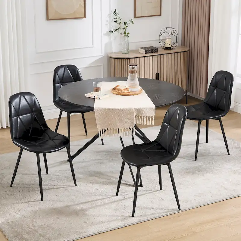 Dining Chairs Set of 4 with Metal Legs and High Back