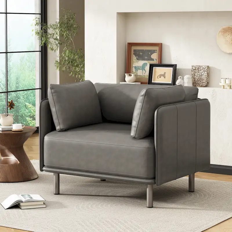 Daphne Faux Leather Lounge Chair by Christopher Knight Home