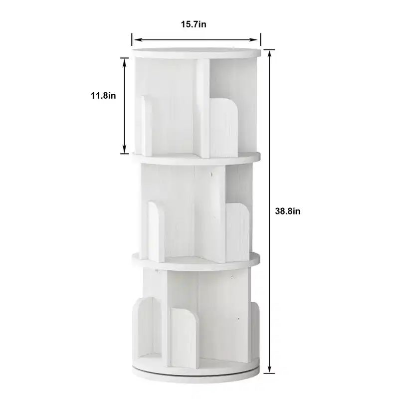Rotating Bookshelf, 3 Tier Bookcase Storage,Corner Spinning Book Shelf for Small Space,Wood Revolving Bookcase Organizer for Bedroom, Living Room