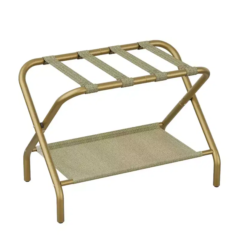 Folding Luggage Rack for Guest Room with Shoe Shelf – 110 lbs Capacity