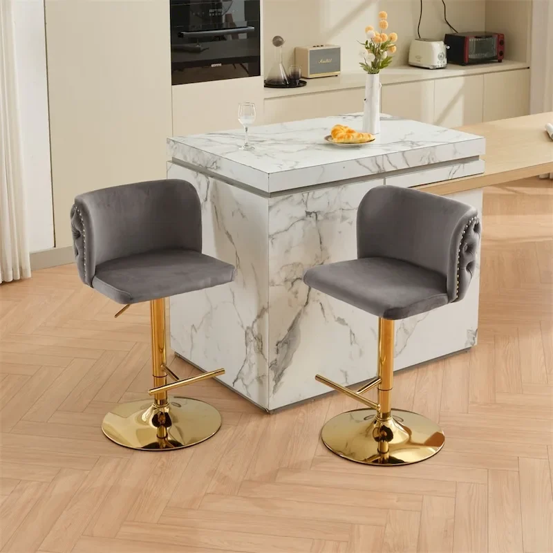 Swivel Barstools Adjusatble Seat Height,Upholstered Bar Stools 2PCS