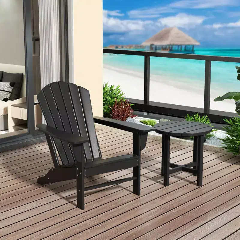 WestinTrends Dylan HDPE Outdoor Patio Adirondack Chair with Side Table (2-Piece Set)