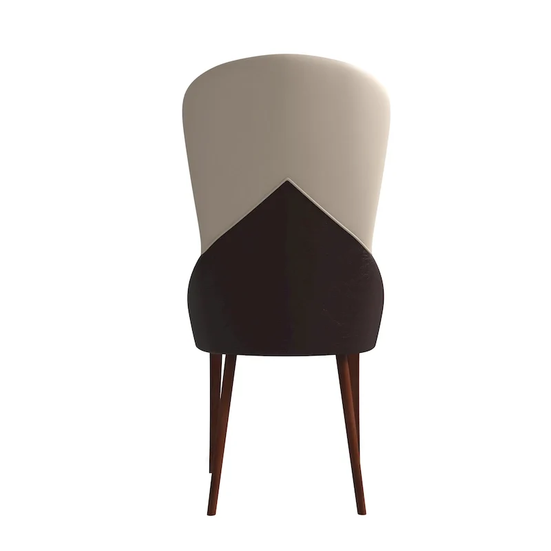 Leather Upholstered Solid Wood Dining Chair with Two-Tone Design