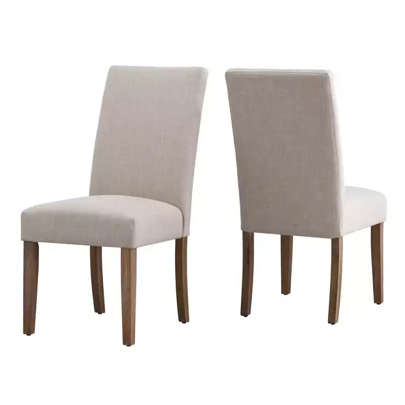Walton Park Fabric Upholstered Parsons Dining Chairs (Set of 2) - Light Natural/Beige - iNSPIREQ