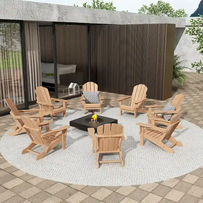 Polytrends Laguna Hdpe All Weather Outdoor Patio Foldable Adirondack Chairs (Set Of 8)