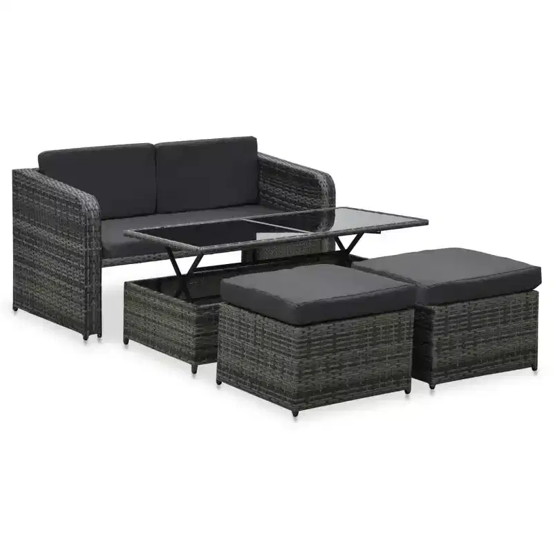 vidaXL Patio Furniture Set Patio Conversation Set with Table Rattan