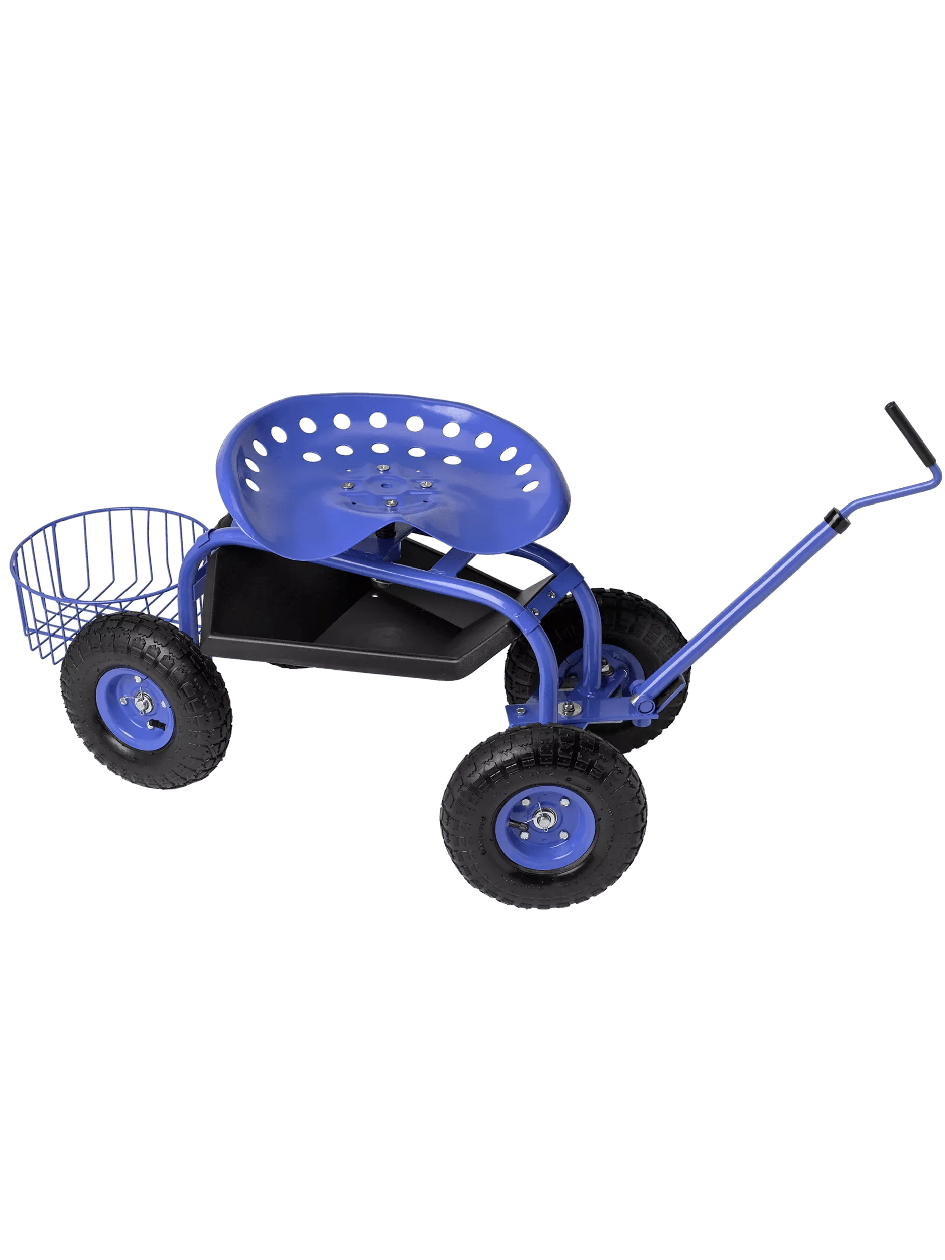Deluxe Rolling Tractor Garden Scoot with Bucket Basket, Multi-Color