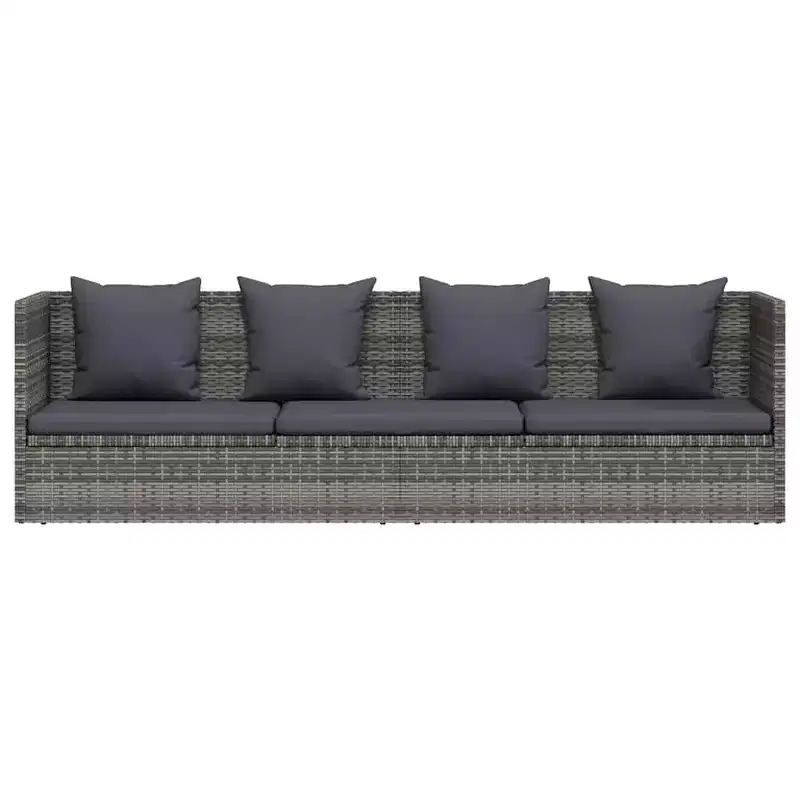 vidaXL Garden Bed Grey PE Rattan 78.7x23.6 in Adjustable Armrests
